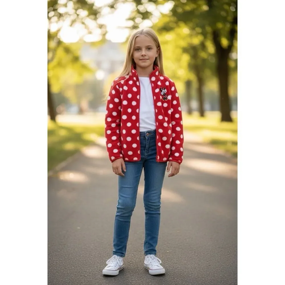 Disney Parks Minnie Mouse Fleece Red/White Polka Dot Girls Medium